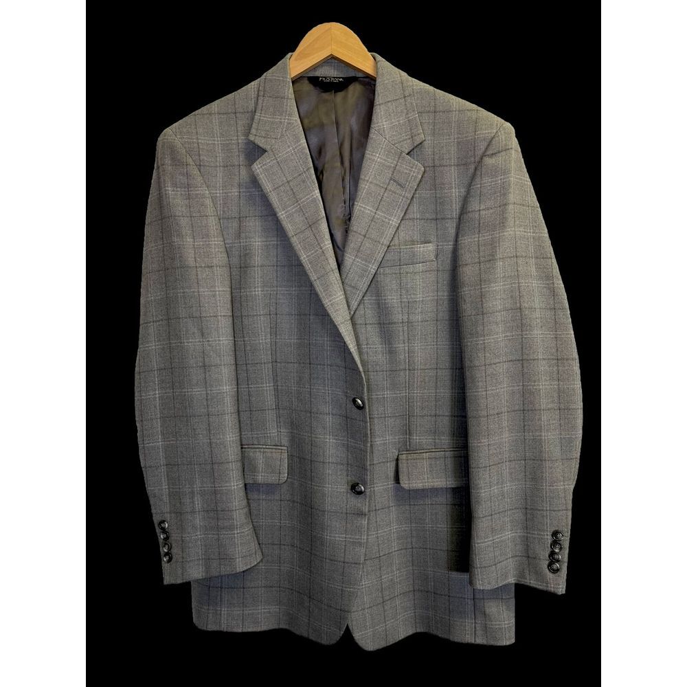 Jos A Bank Men's 41L Wool Gray Plaid 2 Button Sport Coat Blazer Jacket